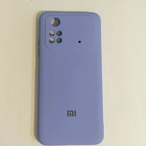 قاب گوشی Poco M4 Pro 4G شیائومی سیلیکونی پاک کنی اورجینال داخل پارچه ای رنگ گلبهی محافظ لنز دار