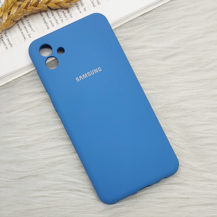 قاب سیلیکونی اورجینال محافظ لنزدار Samsung A04 ابی کم رنگ