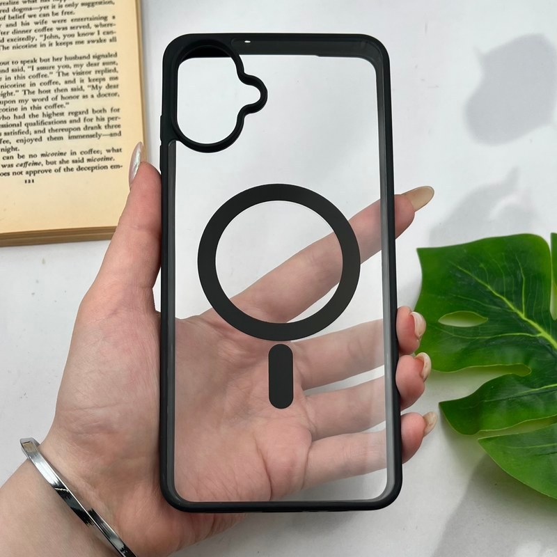 قاب گوشی Galaxy a56/a36 سامسونگ Magsafe مگ سیف دار اورجینال Clear Case شفاف لاکچری مشکی