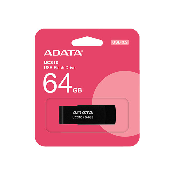 فلش مموری ای دیتا مدل UC310 ظرفیت 64 گیگابایت با رابط USB 3.2 Gen1، طراحی چرخشی، سازگار با ویندوز، مک، لینوکس، بدون نیاز به نصب درایور و مناسب استفاده در کامپیوتر، لپتاپ، گوشی و تلویزیون
