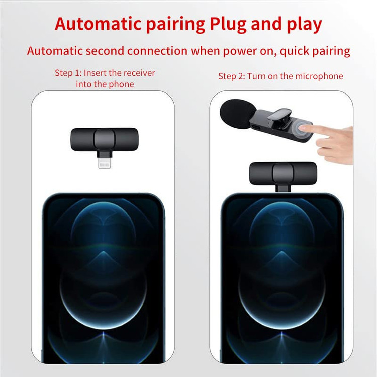 میکروفن یقه ای بی سیم موبایل K8 apple lighting wireless microphone