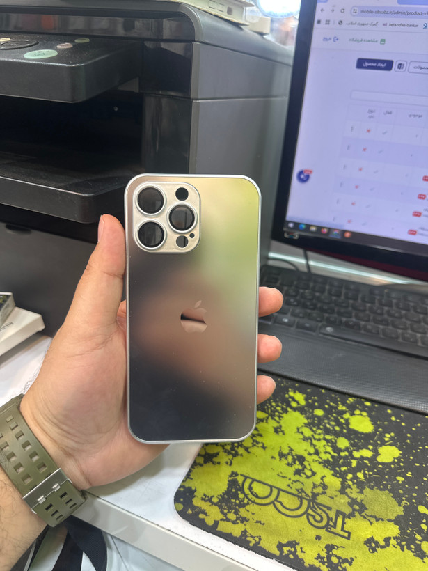 قاب محافظ لنزدار belkin برای گوشی iphone 14 promax نقره ای براق آیینه ای