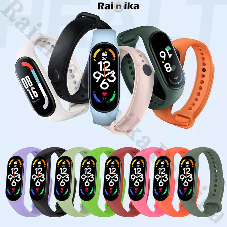 بند می بند مناسب برای ساعت هوشمند شیائومی Mi band 3/4/ 5 / 6 / 7 رنگی جنس سیلیکون