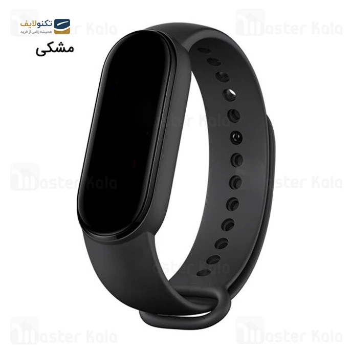 بند می بند مناسب برای ساعت هوشمند شیائومی Mi band 3/4/ 5 / 6 / 7 رنگ مشکی جنس سیلیکون