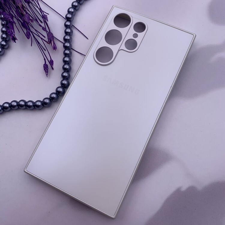 قاب گوشی Galaxy S23 Ultra سامسونگ PVD اورجینال دور سیلیکونی محافظ لنزدار رنگ سفید