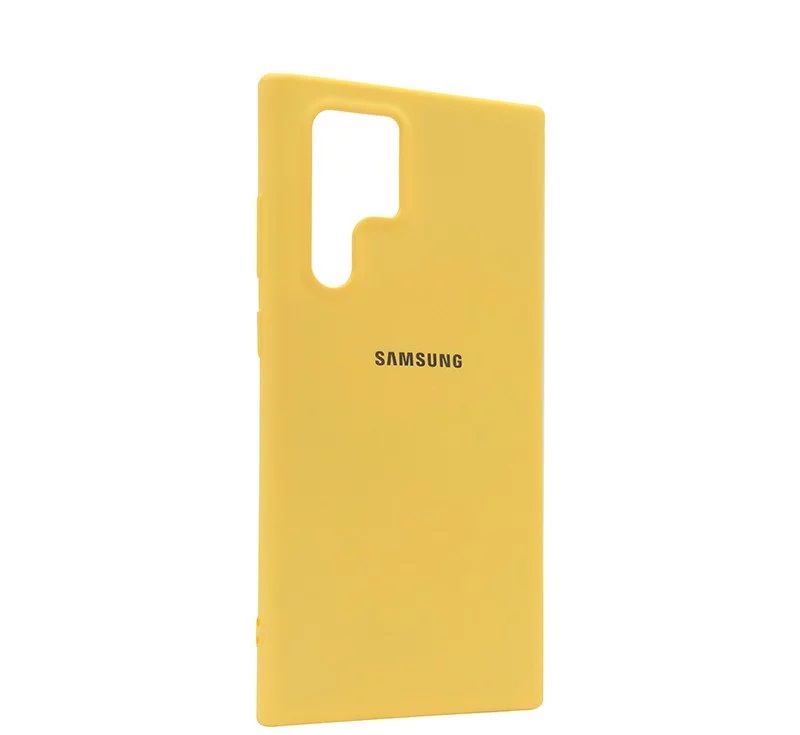 قاب کاور گوشی Galaxy S22 Ultra سامسونگ سیلیکونی اورجینال پاک کنی درجه یک زیربسته رنگ زرد