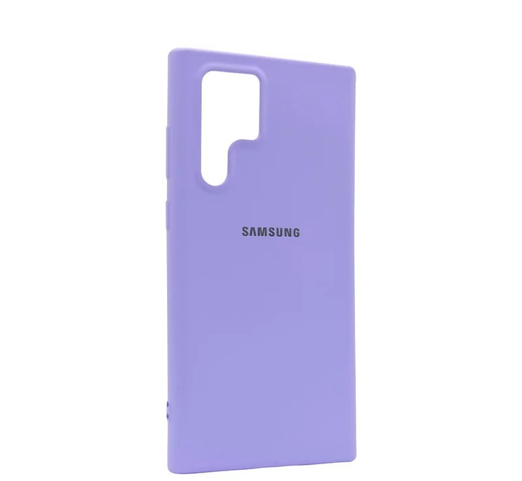 قاب کاور گوشی Galaxy S22 Ultra سامسونگ سیلیکونی اورجینال پاک کنی درجه یک زیربسته رنگ یاسی