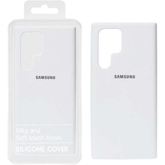 قاب کاور گوشی Galaxy S22 Ultra سامسونگ سیلیکونی اورجینال پاک کنی درجه یک زیربسته رنگ سفید