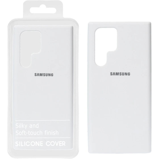 قاب کاور گوشی Galaxy S22 Ultra سامسونگ سیلیکونی اورجینال پاک کنی درجه یک زیربسته رنگ سفید