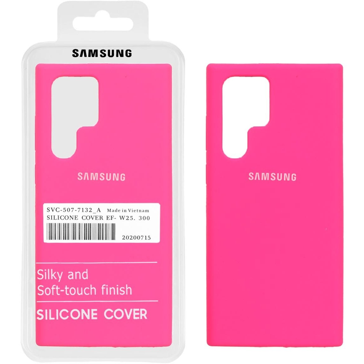 قاب کاور گوشی Galaxy S22 Ultra سامسونگ سیلیکونی اورجینال پاک کنی درجه یک زیربسته رنگ سرخابی