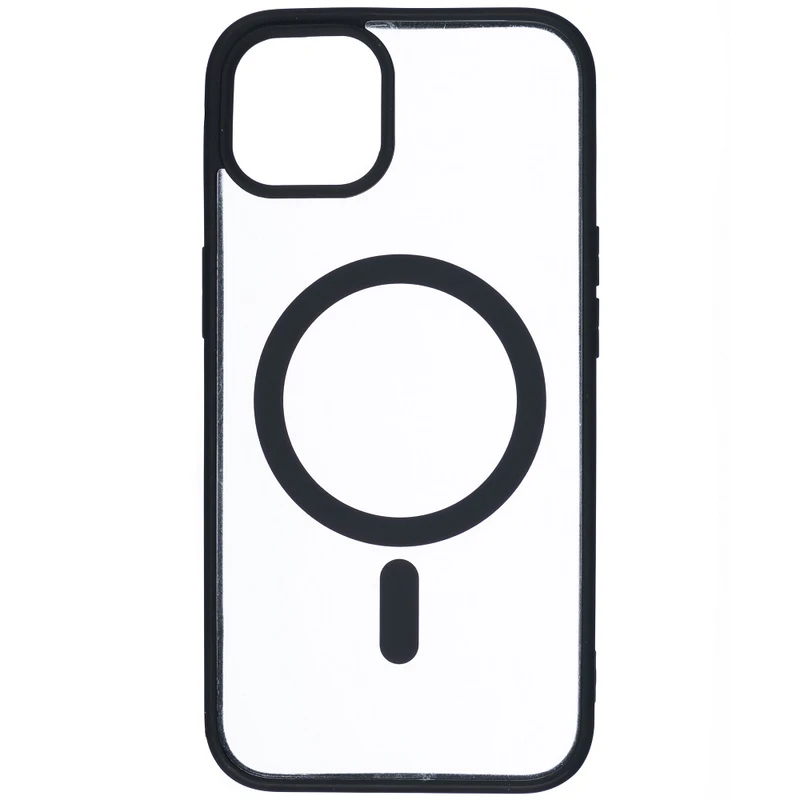 قاب کاور گوشی آیفون 13 - 14 نرمال / iphone 13 - 14 normal مدل پشت شفاف مگ سیف دور مشکی