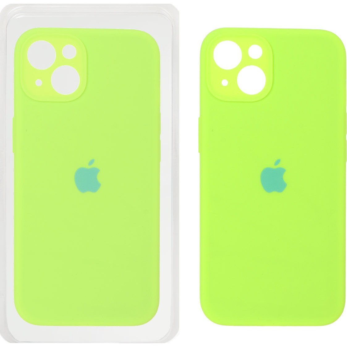 قاب کاور گوشی آیفون 13 - 14 نرمال / iphone 13 - 14 normal مدل سیلیکونی پاک کنی اورجینال محافظ لنز دار رنگ فسفری