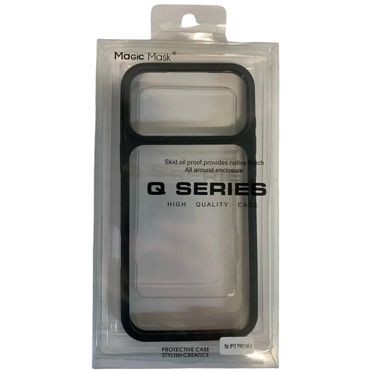 قاب گوشی آیفون 17 پرو مکس / iphone 17 pro max مدل پشت شفاف ساده دور مشکی -  QS