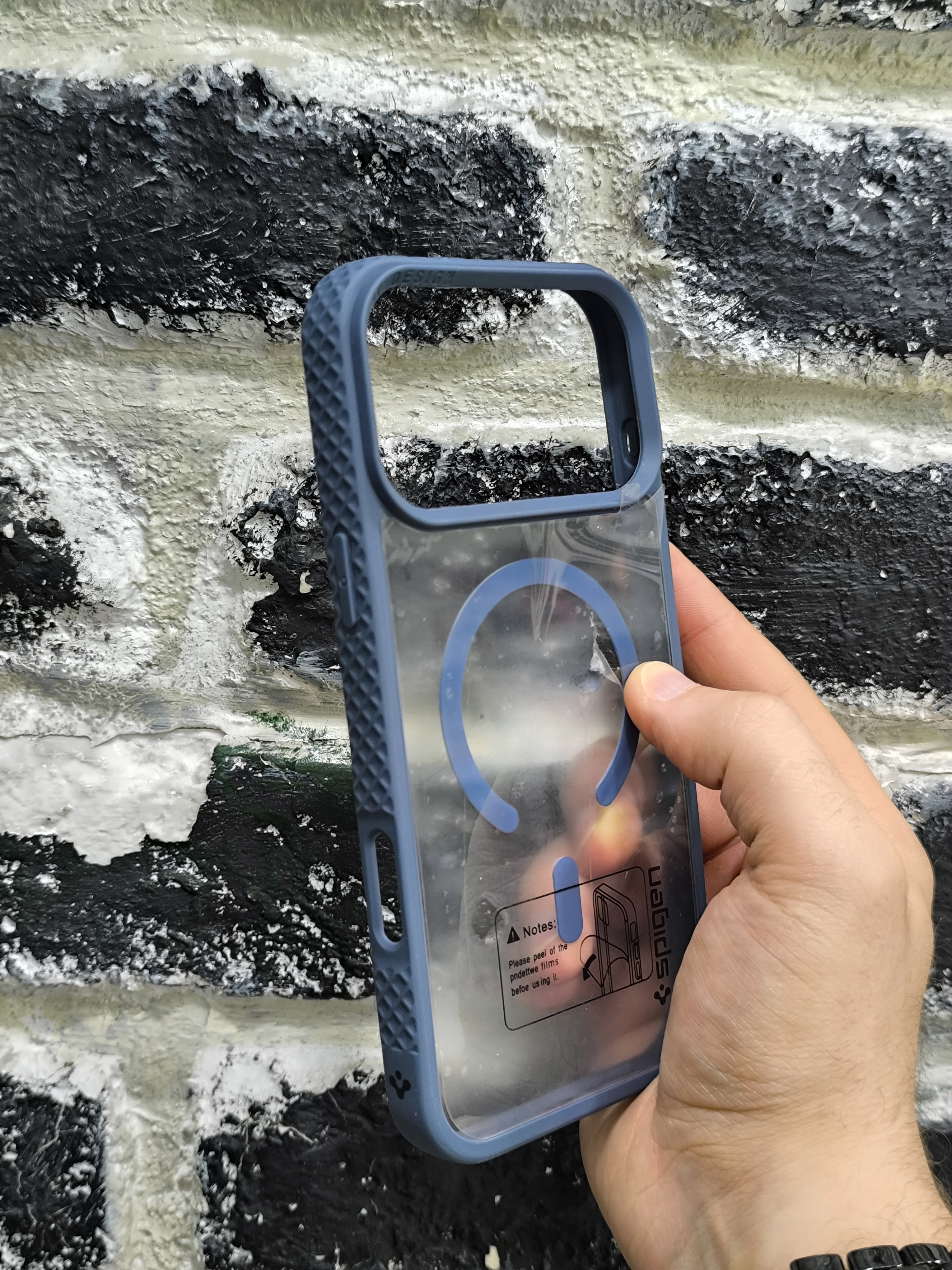 قاب گوشی آیفون 17 پرو مکس / iphone 17 pro max مدل پشت شفاف مگ سیف رنگ سورمه ای - Spigen