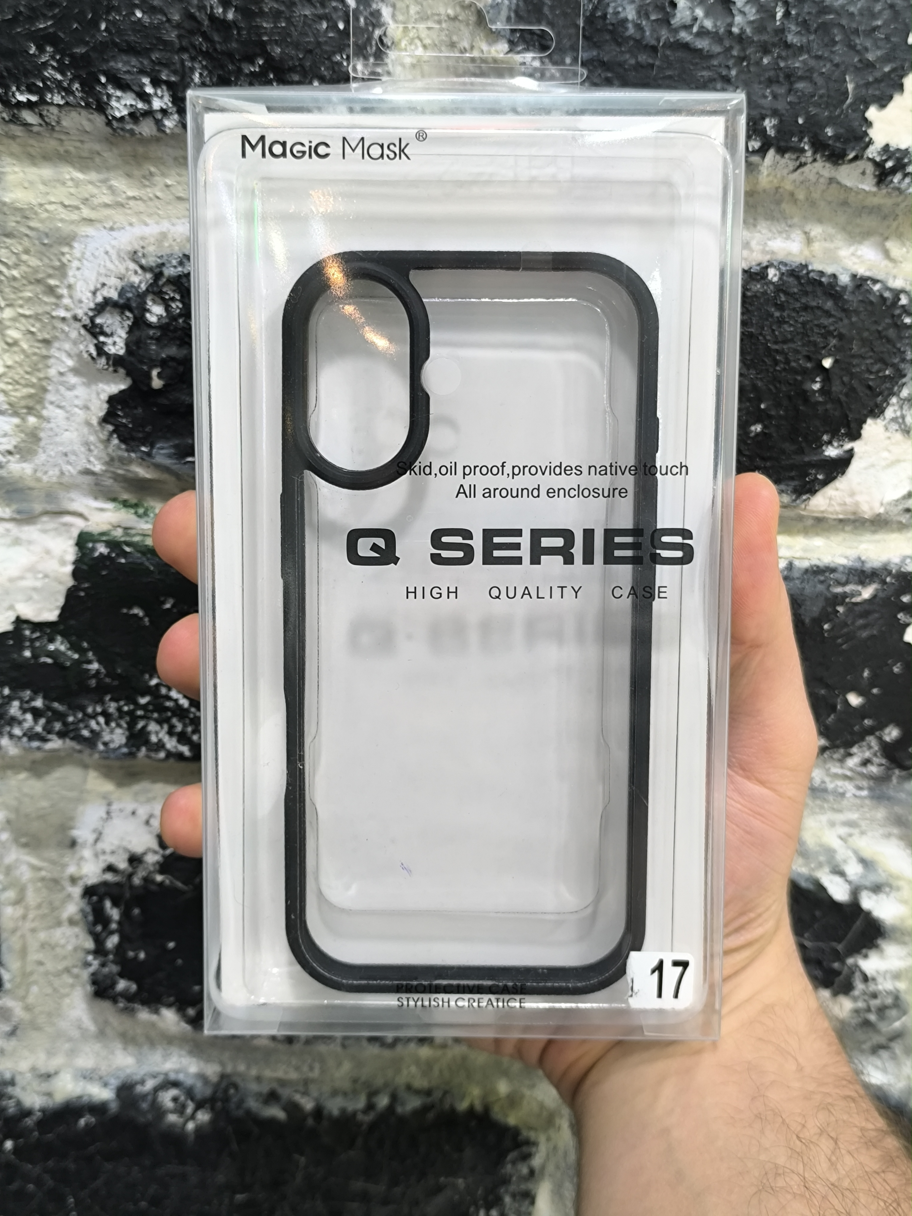 قاب کاور گوشی آیفون 17 نرمال / iphone 17 normal مدل پشت شفاف دور مشکی  - QS