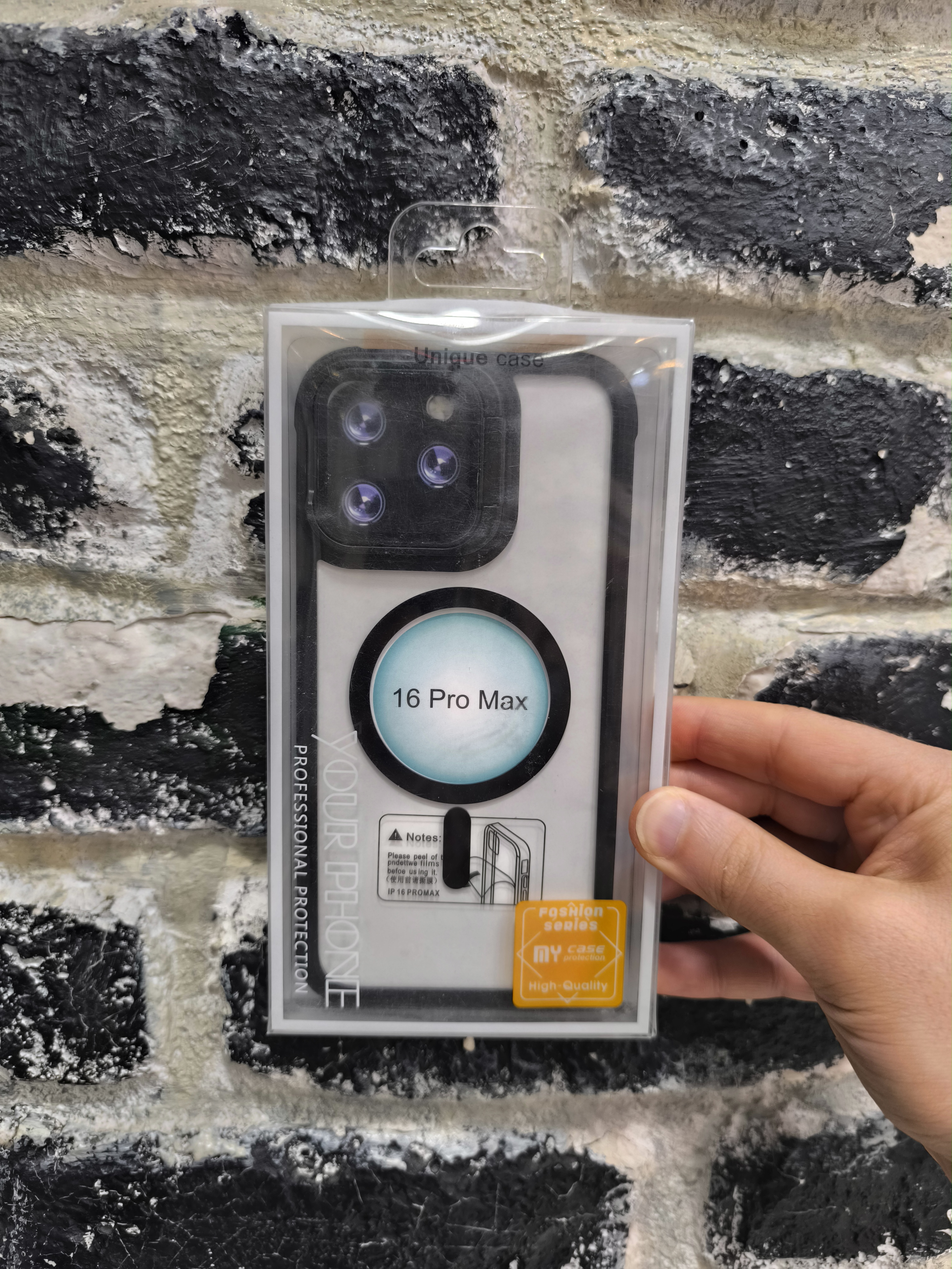 قاب کاور گوشی آیفون 16 پرو مکس / iphone 16 pro max مدل پشت شفاف مگ سیف دور مشکی محافظ لنزدار
