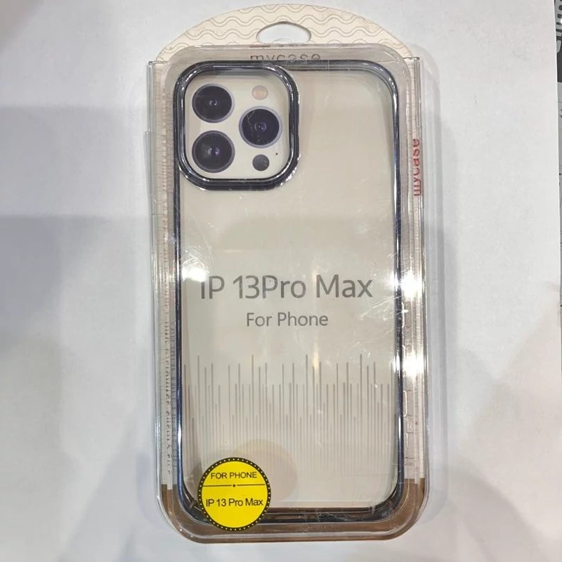 قاب کاور گوشی آیفون 13 پرو مکس / iphone 13 pro max مدل پشت شفاف دور مشکی براق - مای کیس