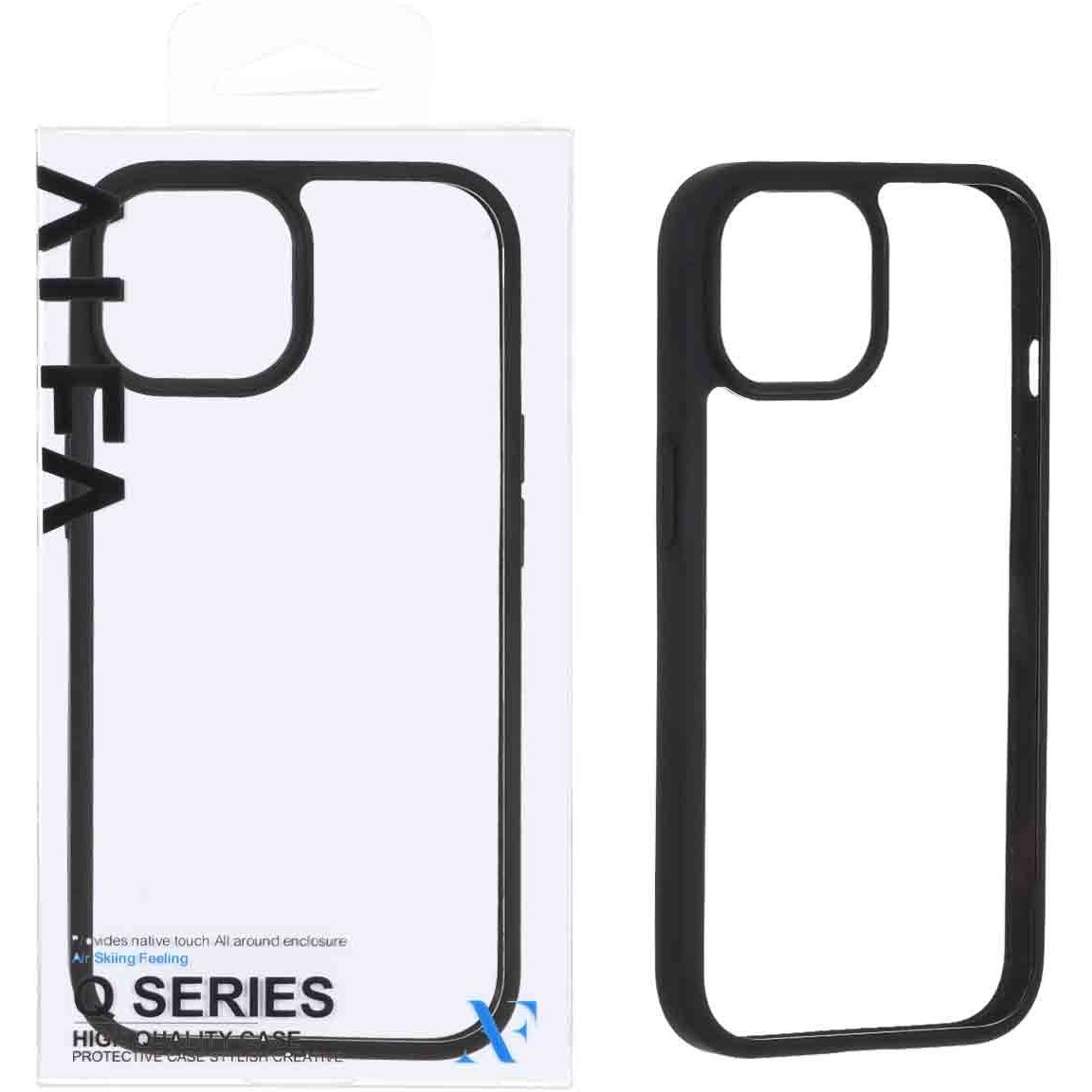 قاب کاور گوشی آیفون 12 پرو - 12 نرمال / iphone 12 pro - 12 normal مدل پشت شفاف دور مشکی - Alfa