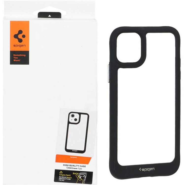 قاب کاور گوشی آیفون 11 پرو مکس / iphone 11 pro max مدل پشت شفاف ساده دور مشکی - Spigen