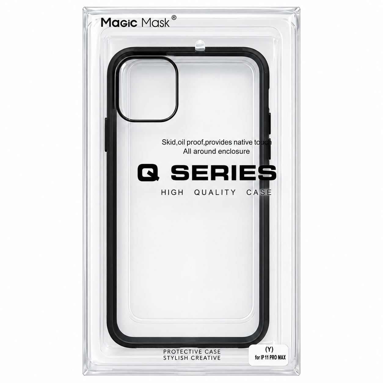 قاب کاور گوشی آیفون 11 پرو مکس / iphone 11 pro max مدل پشت شفاف دور مشکی - QS