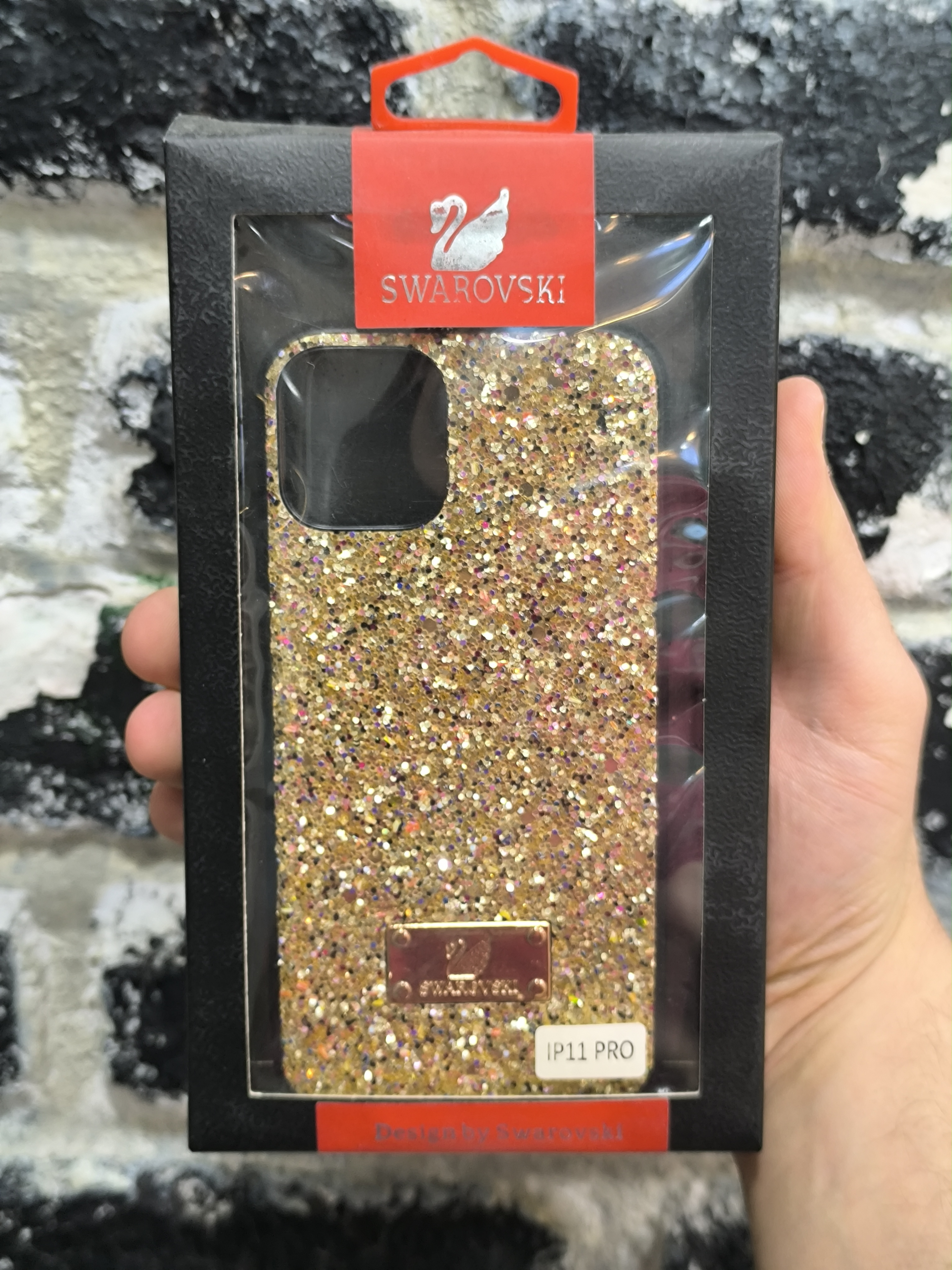 قاب کاور گوشی آیفون 11 پرو / iphone 11 pro مدل طرح دار طلایی - Swarovski