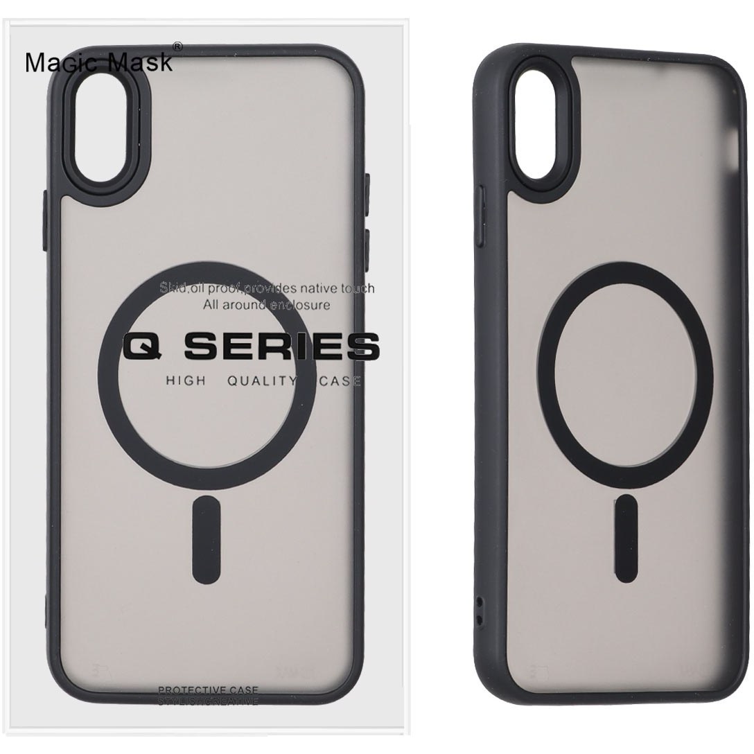 قاب کاور گوشی آیفون iphone Xs مدل پشت مات مگ سیف مشکی - QS