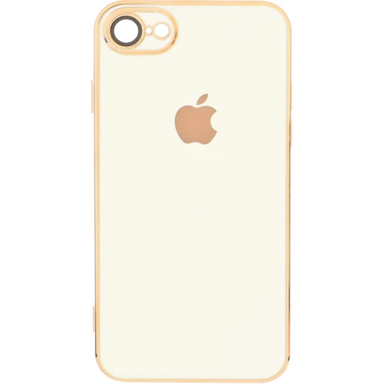 قاب کاور گوشی آیفون iPhone 7 / iPhone 8 / iPhone SE مدل پشت ژله ای براق دور طلایی